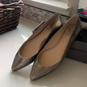 Gold snake-embossed flats